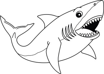 Great White Shark Isolated Coloring Page for Kids