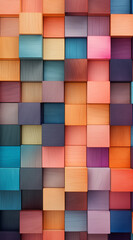 Colorful background made of different colors wooden cubes.