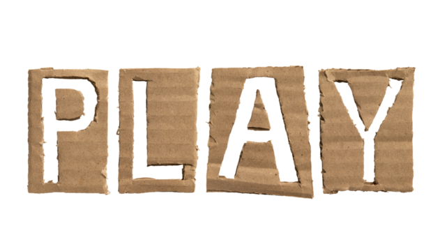 A word "PLAY" cut out from a cardboard