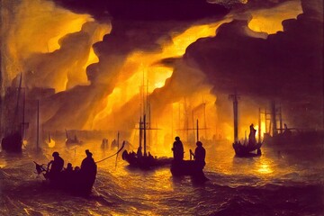 Naklejka premium AI generated illustration of the Charleston Fire in 1861