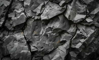 Dark Gray Grunge Background.Monochrome Stones: Close-Up of Rough Rocky Texture. 