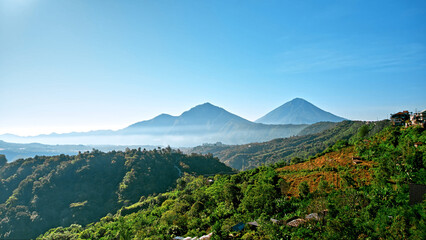 Panorama to the centre of Bali island with high mountains