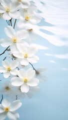 Fototapeta na wymiar White flowers on water. Natural concept.