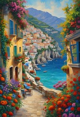 Beautiful Painting of Amalfi Coast