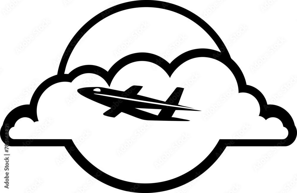 Poster airborne art playful plane design sketch jet doodled airplane logo