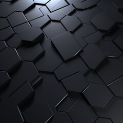 Gray dark 3d render background with hexagon pattern