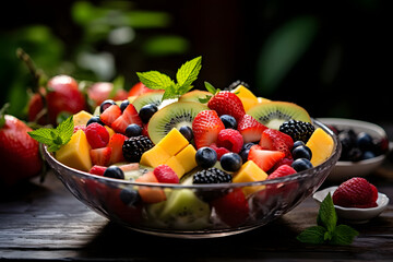 Fruit Salad, Colorful and refreshing mix of fresh fruit, perfect for picnic and gathering