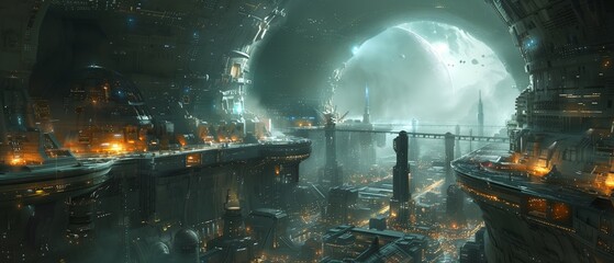 Subterranean Metropolis with Advanced Infrastructure ultrawide background