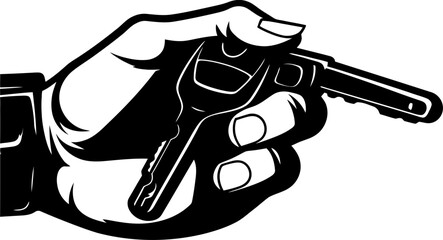 Access Granted Hand and Key Icon Secure Reach Emblem of Security