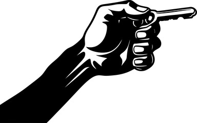 Grasping Opportunity Hand with Key Icon Unlocking Doors Hand Holding Key Emblem