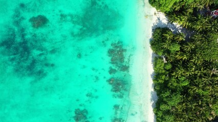Top view of a beach in Maldives
