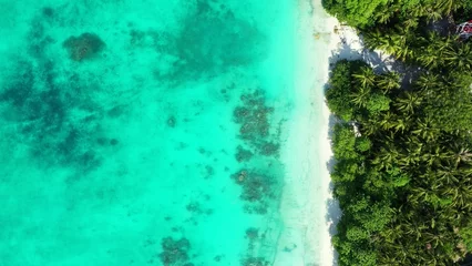 Foto op Canvas Top view of a beach in Maldives © Wirestock