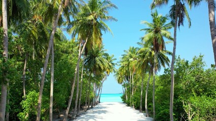 Fototapeta na wymiar Pathway to the beach in Maldives