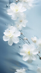 White flowers blooming in water. Natural concept.