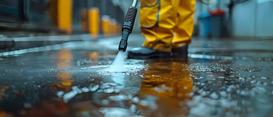 Precision Power Washing: Clean Surfaces, Clear Focus. Concept Residential Services, Commercial Projects, Professional Pressure Washing, Expert Cleanup - obrazy, fototapety, plakaty