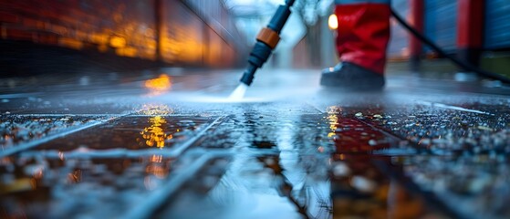 Precision Power Washing: A Professional's Touch in Urban Clean-up. Concept Power Washing, Urban Clean-up, Professional Services, Precision Techniques, Exterior Cleaning