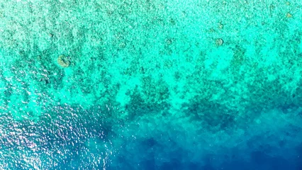  Overhead shot of the clear waters of the ocean and the corals under it somewhere in Asia © Wirestock