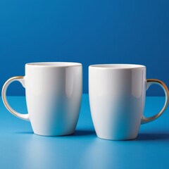 two cups on a blue background