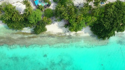 Aerial view of a beautiful landscape in the Maldives