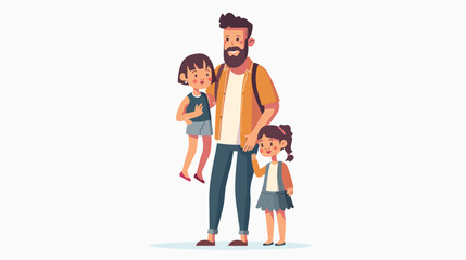 Father with daughter characters Flat vector isolated