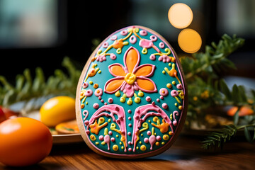 Easter Cookie, Festive and colorful cookie shaped like Easter symbol