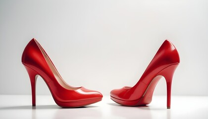 red women's high-heeled shoes, on a white background.