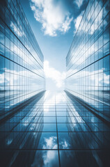 Fototapeta na wymiar Modern office building with blue sky and clouds. City ceneter concept.