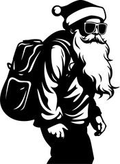 Worn Out Kris Kringle Fatigued Bag Icon Dreary Santa Shoulder Bearing Emblem