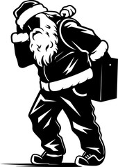 Worn Out Kris Kringle Shoulder Strain Emblem Dreary Santa Burdened Bag Logo