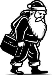 Fatigued Santa Shoulder Burden Icon Weary Claus Laden Shoulder Emblem