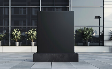 Bold Branding: Black Square Signboard Mockup for Dynamic Presentations - 785175891