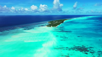 Fotobehang Aerial view of an island in the middle of the ocean © Wirestock