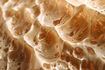 Close-up of organic porous texture illustration with warm tones macro nature wallpaper background