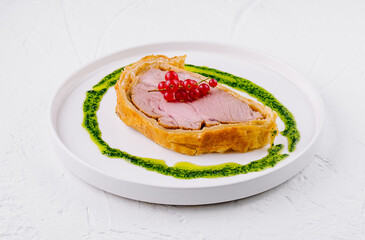 Gourmet pork tenderloin with redcurrant and pesto