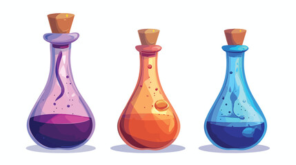 Empty glass chemistry or magic potion bottle. Vector