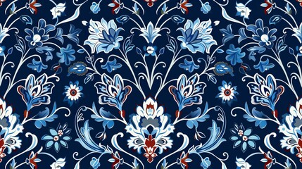 Luxurious Turkish seamless pattern with floral ornaments, great for textiles, wallpapers, or packaging