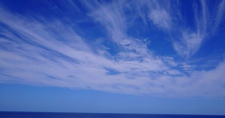 Scenic view of a blue sky with soft clouds in the Maldives