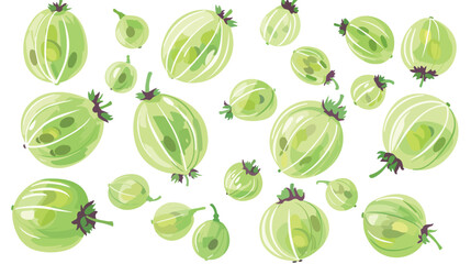 Flat vector illustration of scattered gooseberry