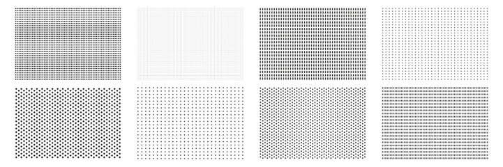 Set Of Halftone Backgrounds, Round Dot Fades. Isolated Vector Illustration