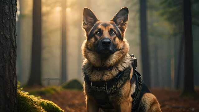 警察犬シェパードのポートレート,Generative AI 