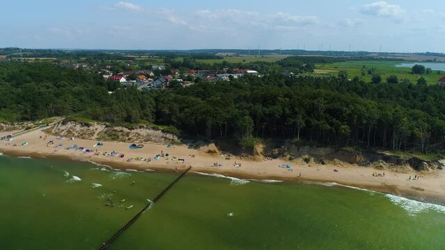 Panorama Beach Baltic Sea Wicie Plaza Morze Baltyckie Aerial View Poland