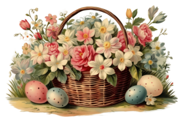 PNG  Basket easter celebration decoration.