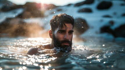 Sunset Swim Solitude