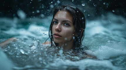 American Woman in Ice Cold Water