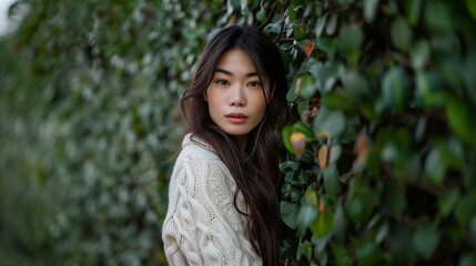 Natural Asian Beauty Amidst Green