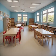 Kindergarten Immobilie. Generative AI Technologie - obrazy, fototapety, plakaty