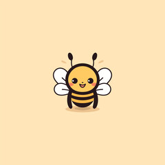 Bee logo design vector flat illustration template
