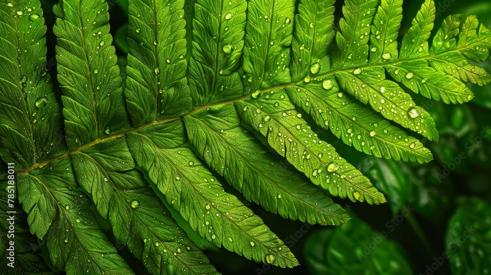 Aufkleber leaf patterns: a close-up photo of a leafy fern, showcasing its intricate patterns and textures