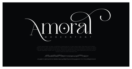 Amoral Lettering Minimalist Fashion. Elegant alphabet letters serif font and number. Typography fonts regular uppercase, lowercase.