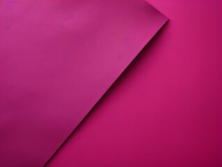 Magenta background with dark magenta paper on the right side, minimalistic background, copy space concept, top view - obrazy, fototapety, plakaty